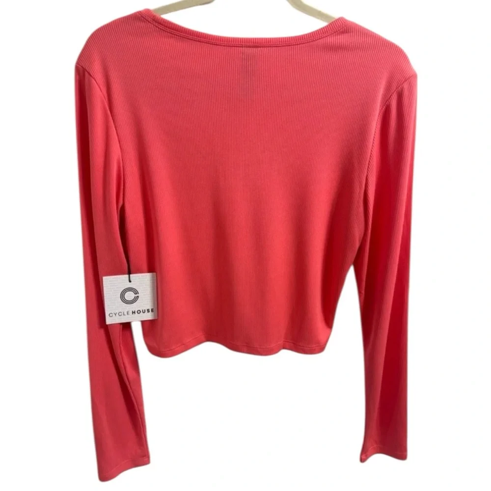 Cycle House By Marika Dubarry Ribbed Long Sleeve Keyhole Active Crop Top Large